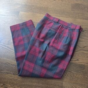 Clectible Gold Wool Tartan Plaid Red and Green Women's Pants Sz.16